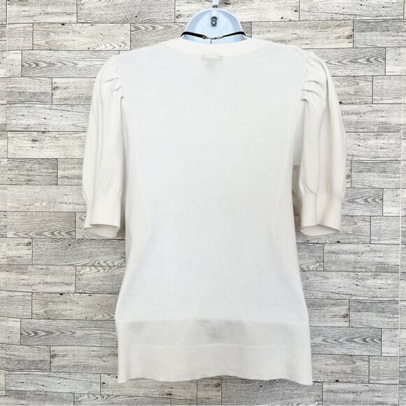 ANN TAYLOR FACTORY White Short Sleeve Sweater, S - Picture 7 of 9